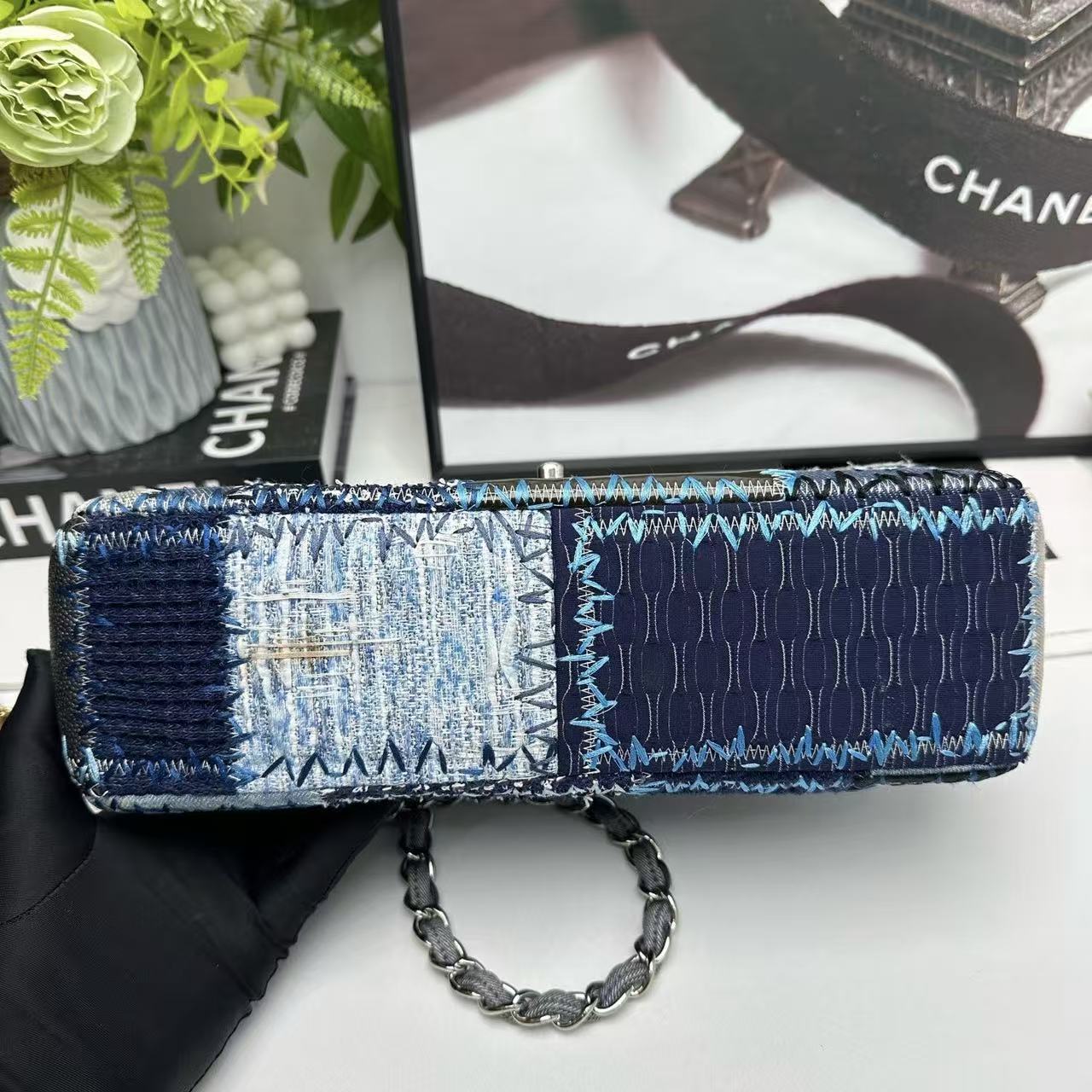 Chanel 2015 Blue Denim Patchwork Flap Bag