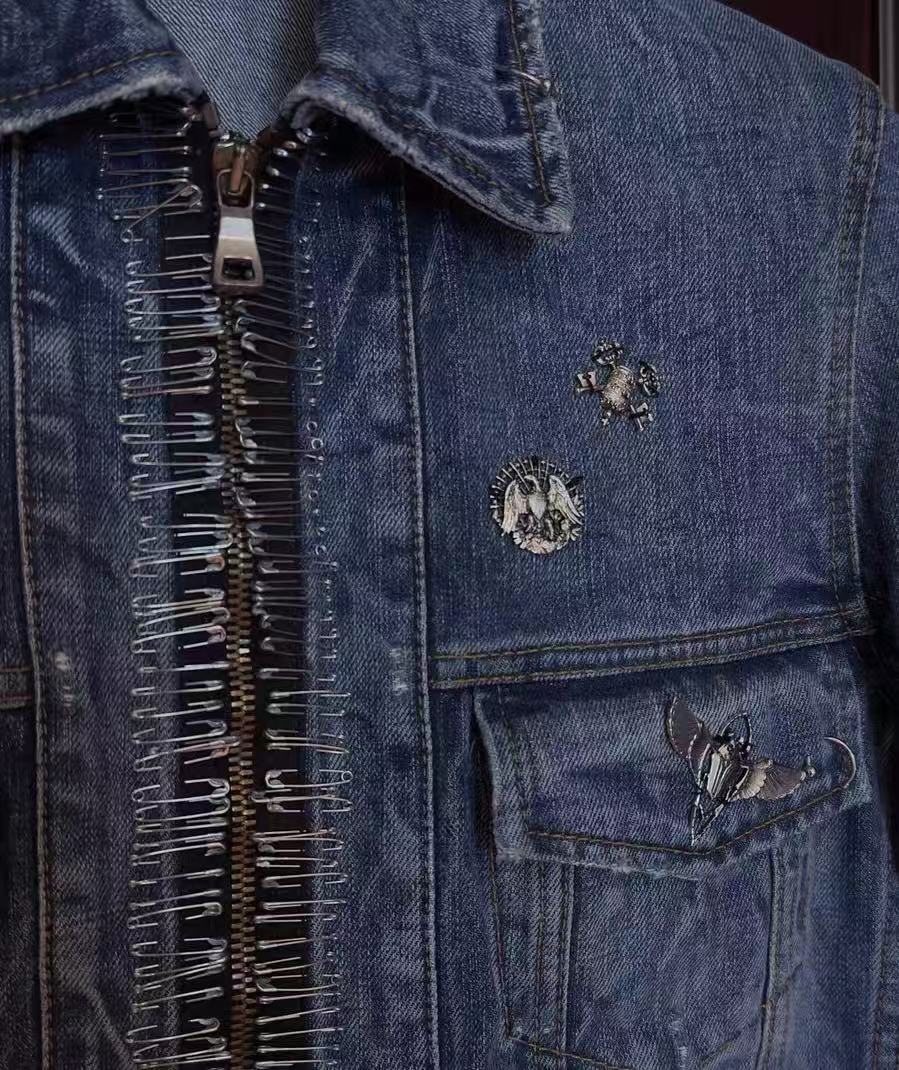 Balmain 11SS Safety Pin Denim Jacket