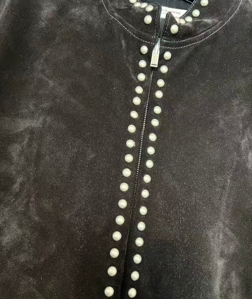Saint Laurent Studded High Neck Bomber Jacket