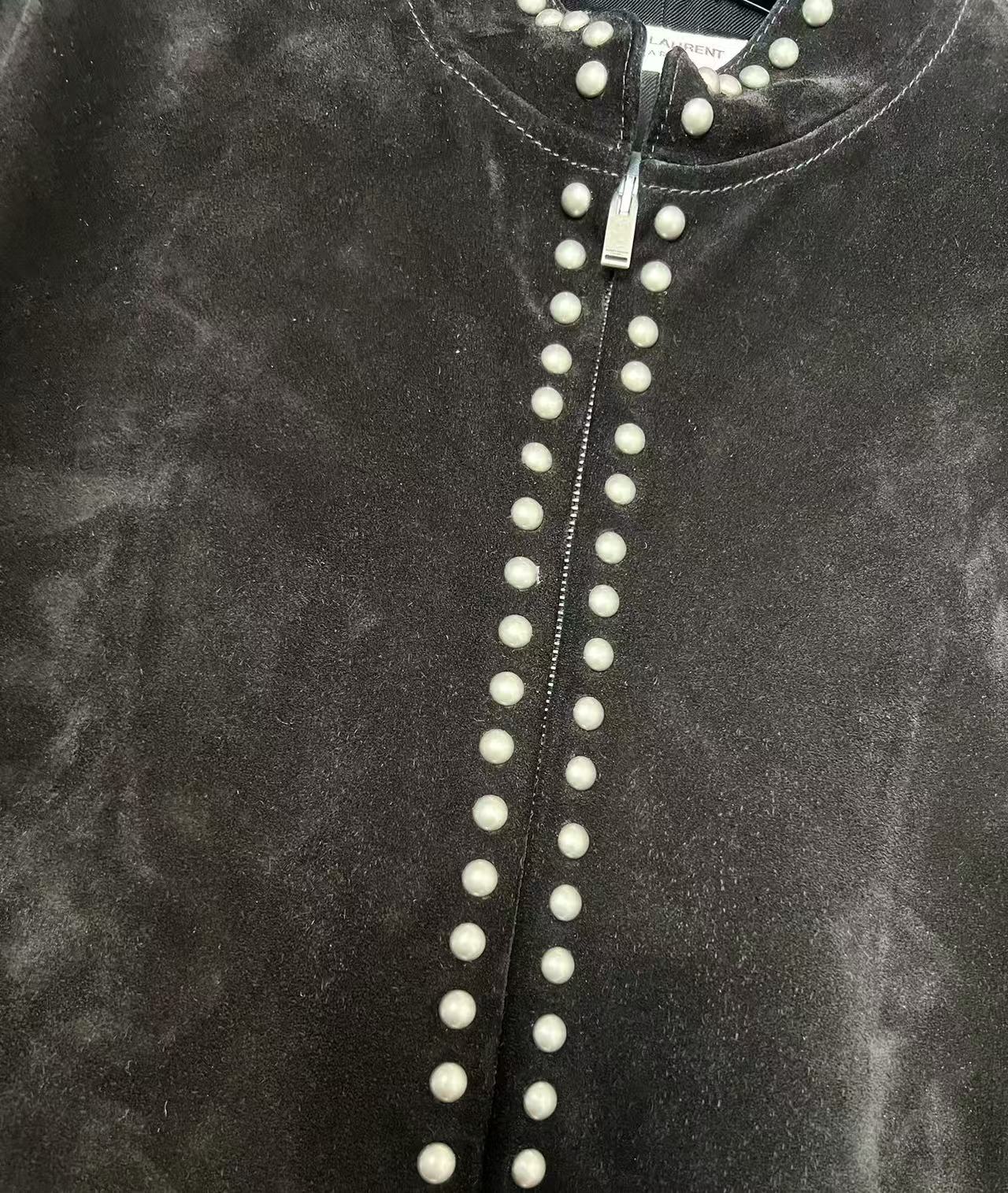 Saint Laurent Studded High Neck Bomber Jacket