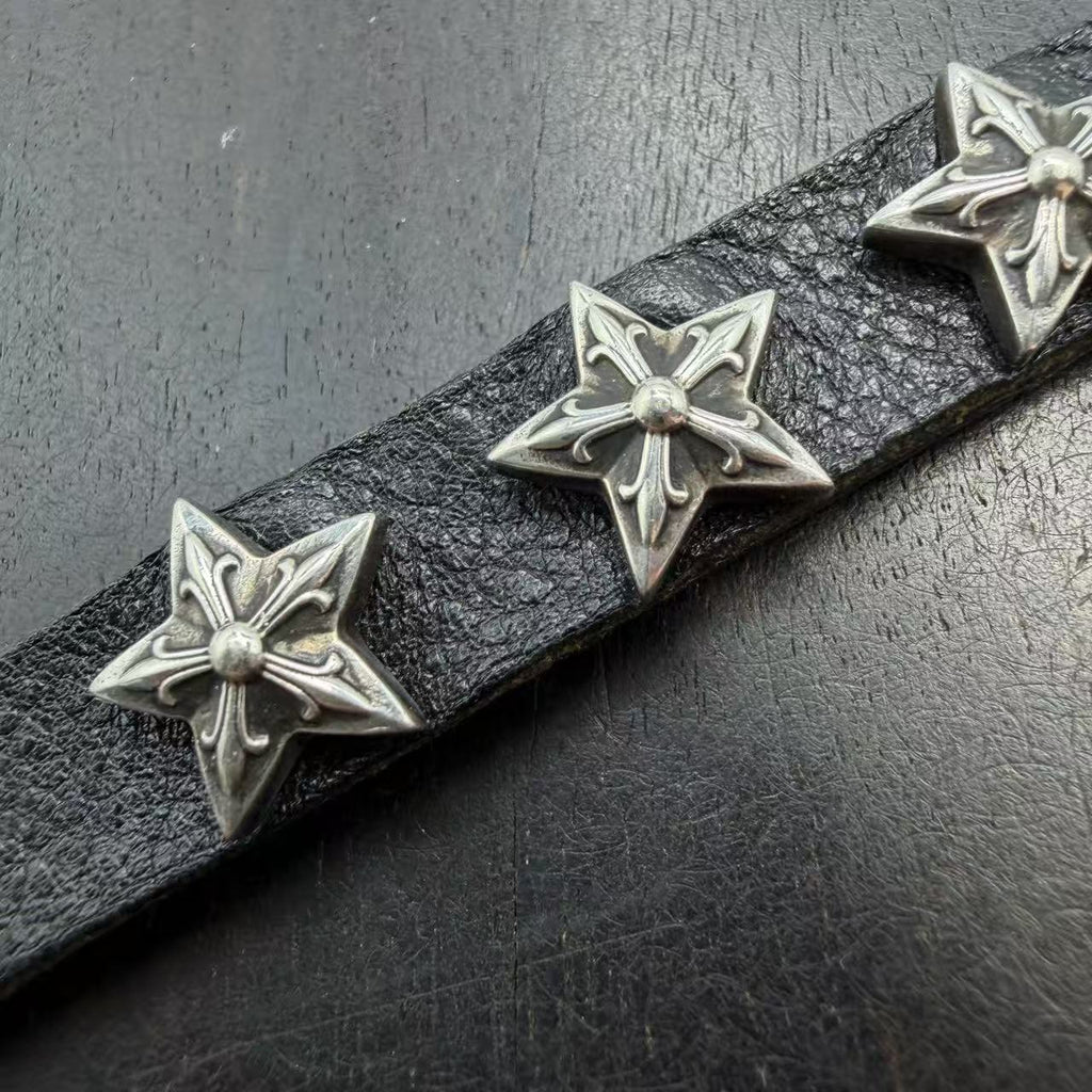 Chrome Hearts Star Studded Leather Bracelet