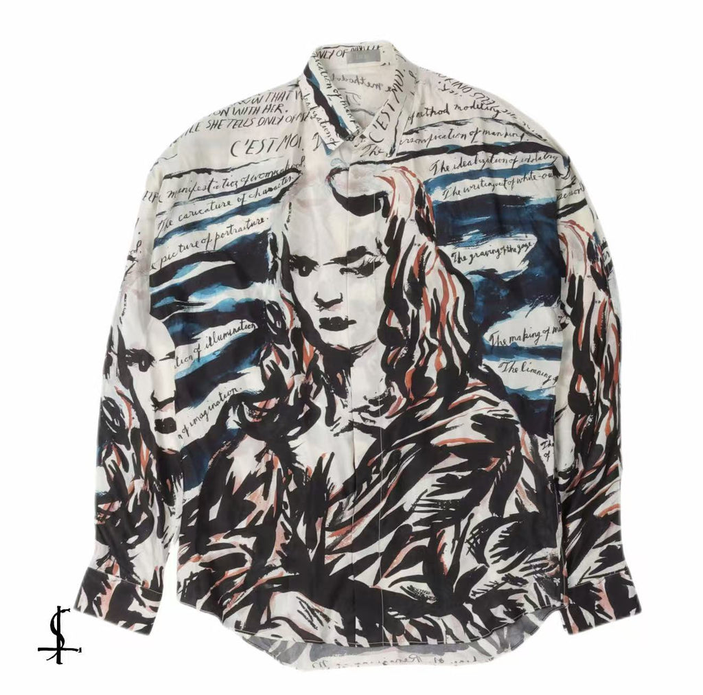 Dior Raymond Pettibon 19AW Mona Lisa Print Silk Shirt