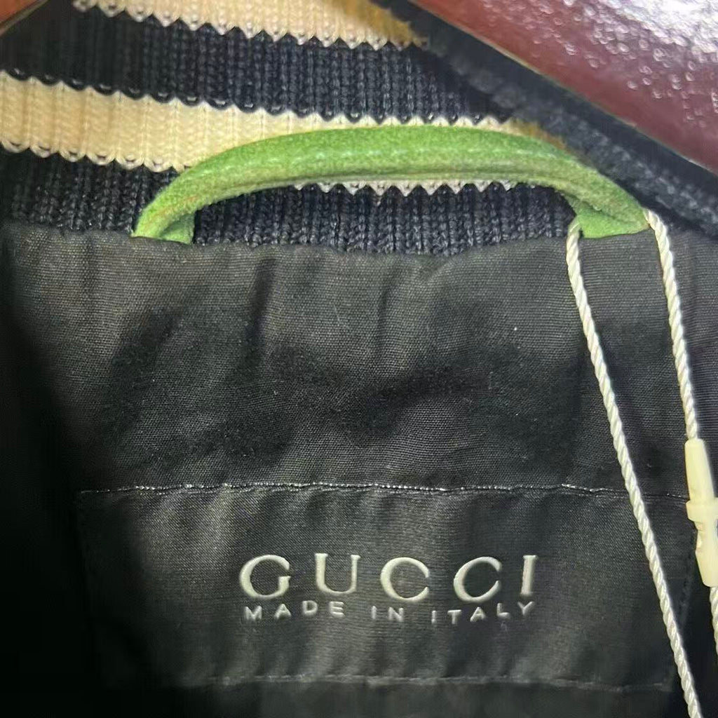 Gucci Green Suede Varsity Jacket