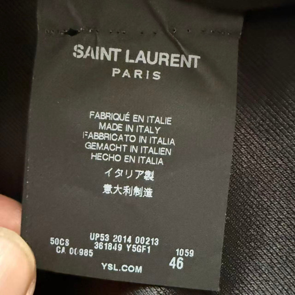 Saint Laurent 14AW Leopard Giraffe Panel Leather Biker Jacket