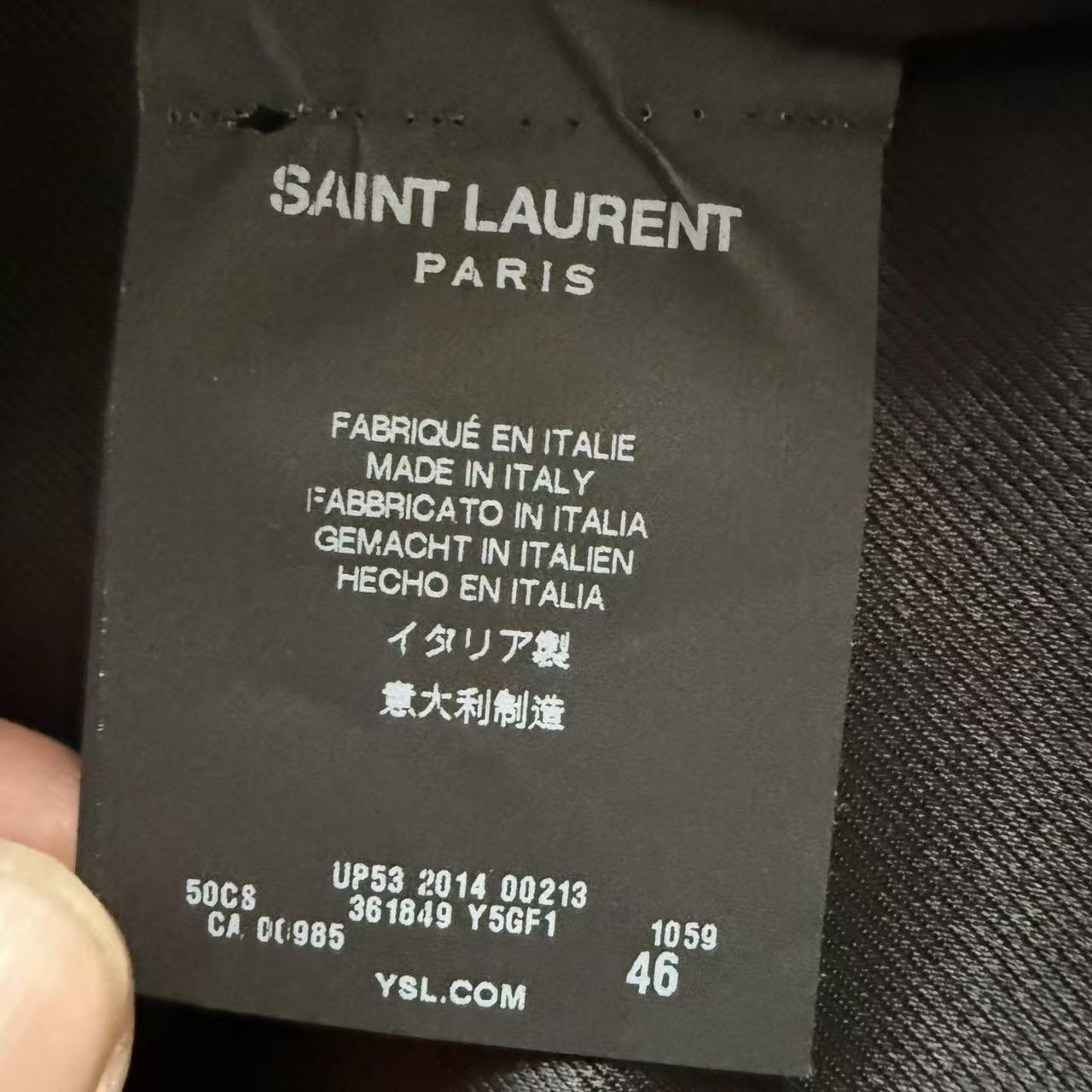 Saint Laurent 14AW Leopard Giraffe Panel Leather Biker Jacket
