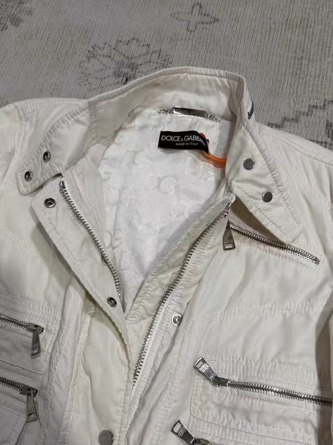 DOLCE & GABBANA WHITE NYLON CARGO JACKET