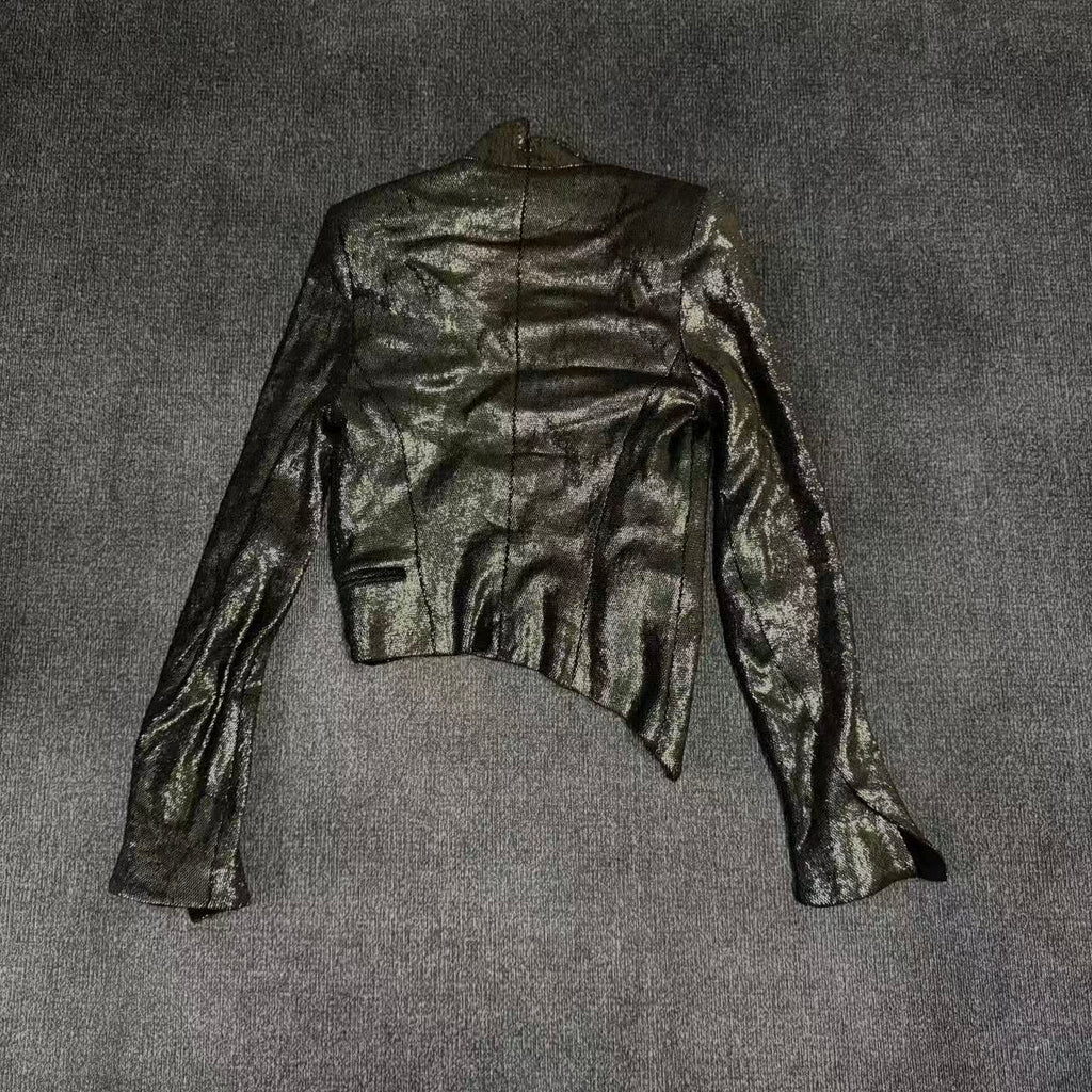 Ann Demeulemeester 16AW Asymmetric Metallic Linen-Blend Jacket