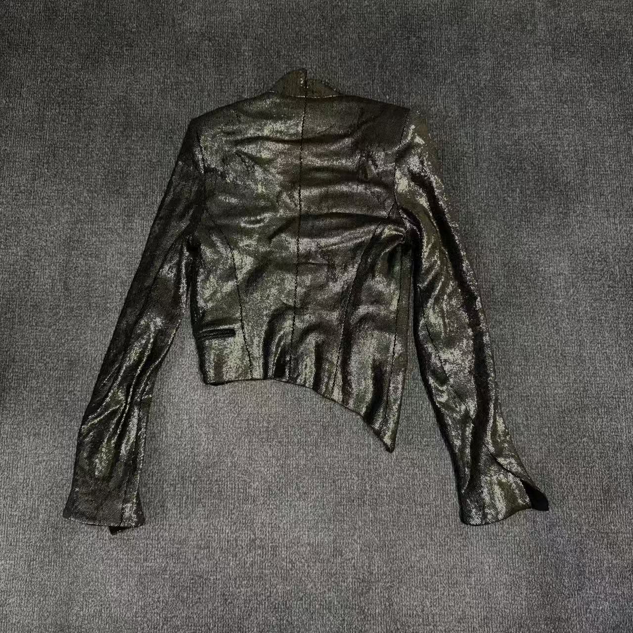 Ann Demeulemeester 16AW Asymmetric Metallic Linen-Blend Jacket