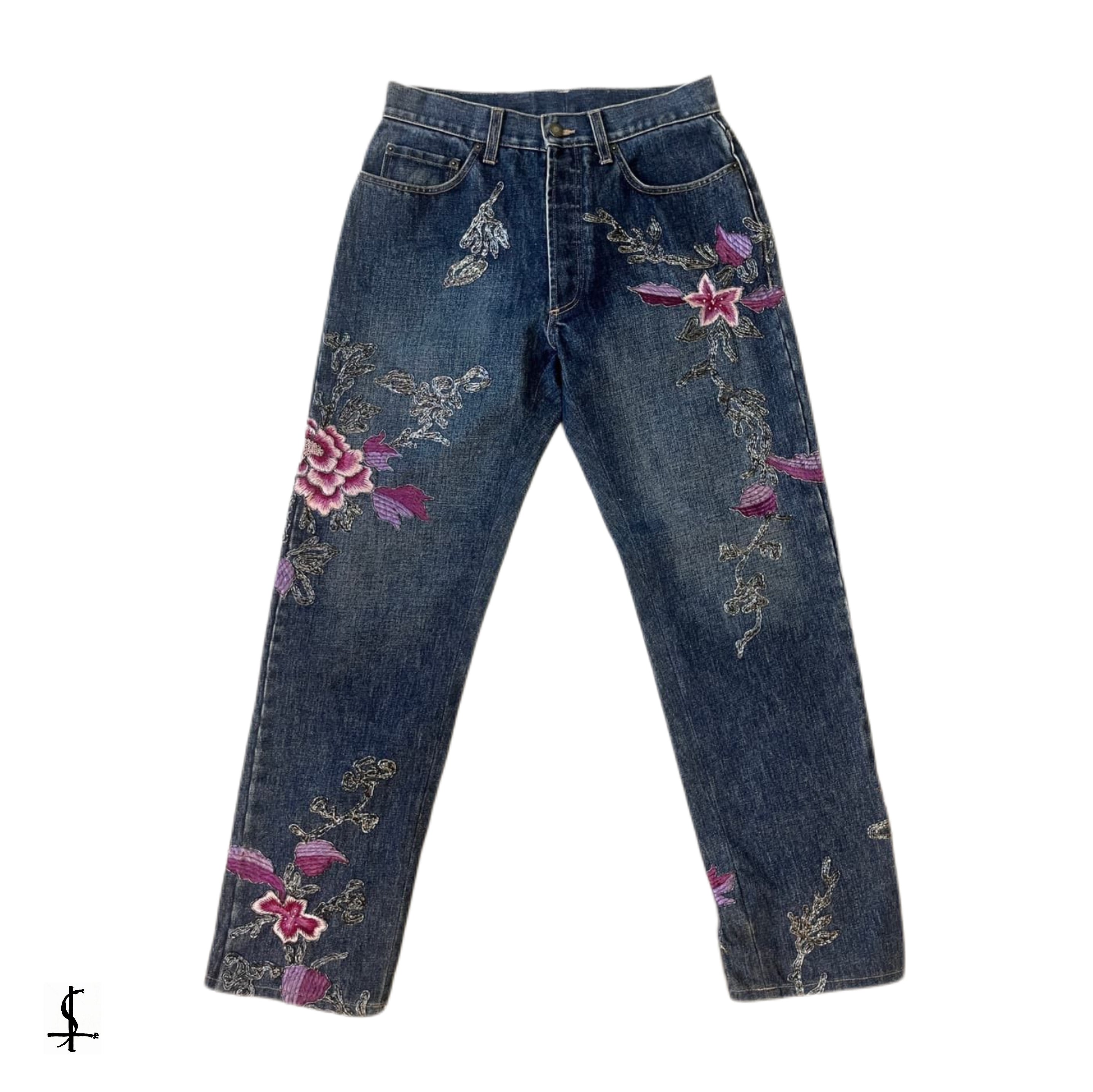 Gucci aw1999 jeans floral embroidered