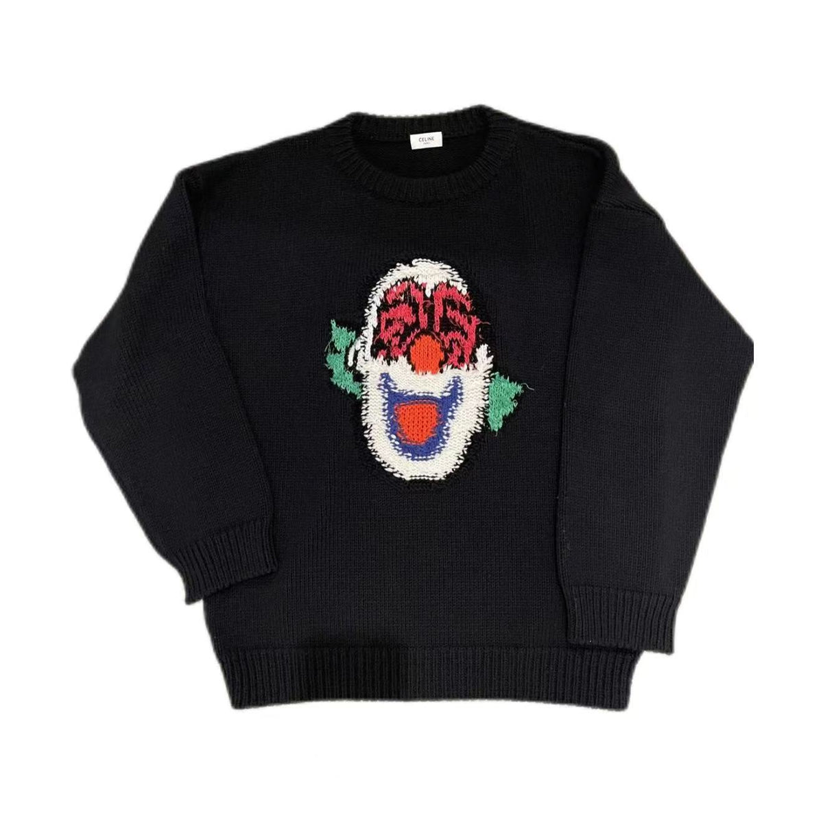 Celine 21SS By Hedi Slimane Clown Intarsia Knit Sweater
