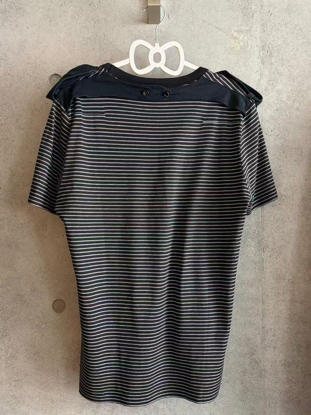 Dior Homme 07SS Epaulets Striped Pocket Tee