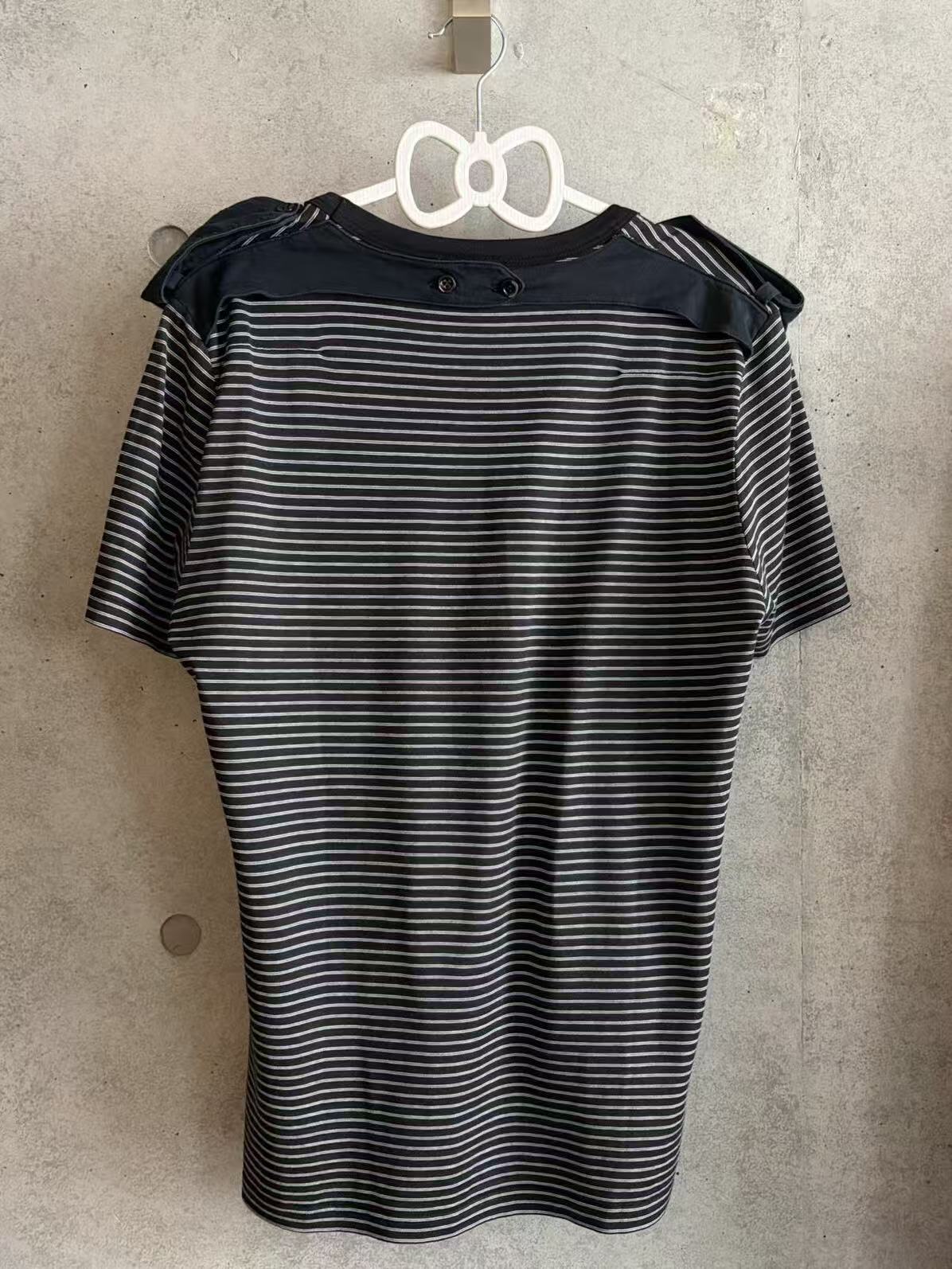Dior Homme 07SS Epaulets Striped Pocket Tee