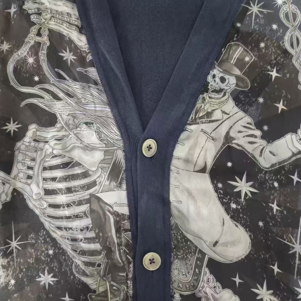 Hermes 2014AW Skeleton Rider Silk Panel Knit Cardigan