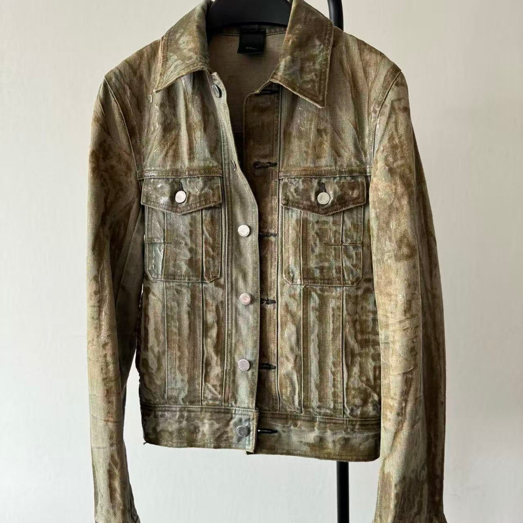 Dior Homme 04ss Strip Bleu Clair Waxed Denim Jacket