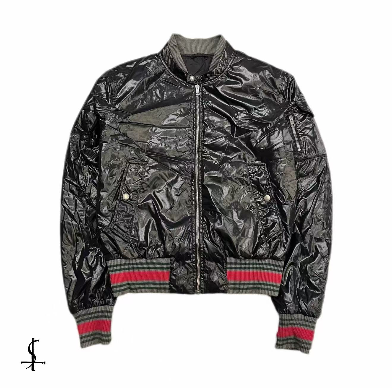 Gucci 08AW By Frida Giannini Web Accent Striped Bomber Jacket