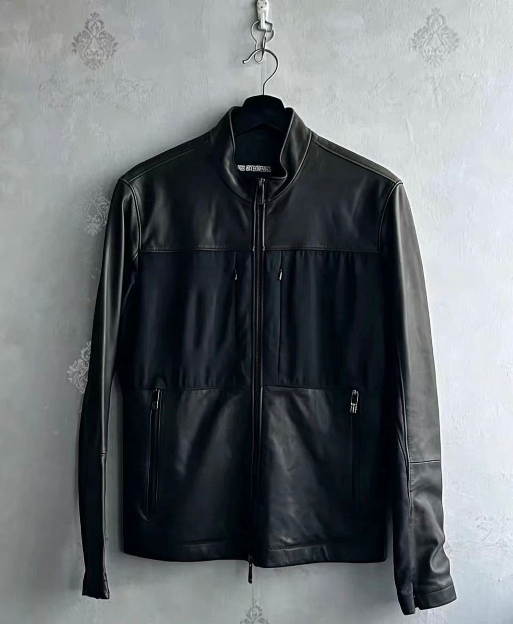 Dirk Bikkembergs Panel Zip‑Up Leather Jacket