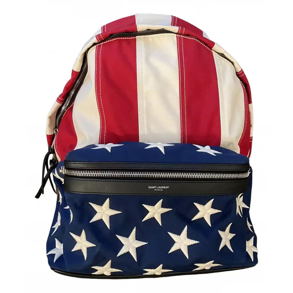 Saint Laurent Canvas American Flag Backpack