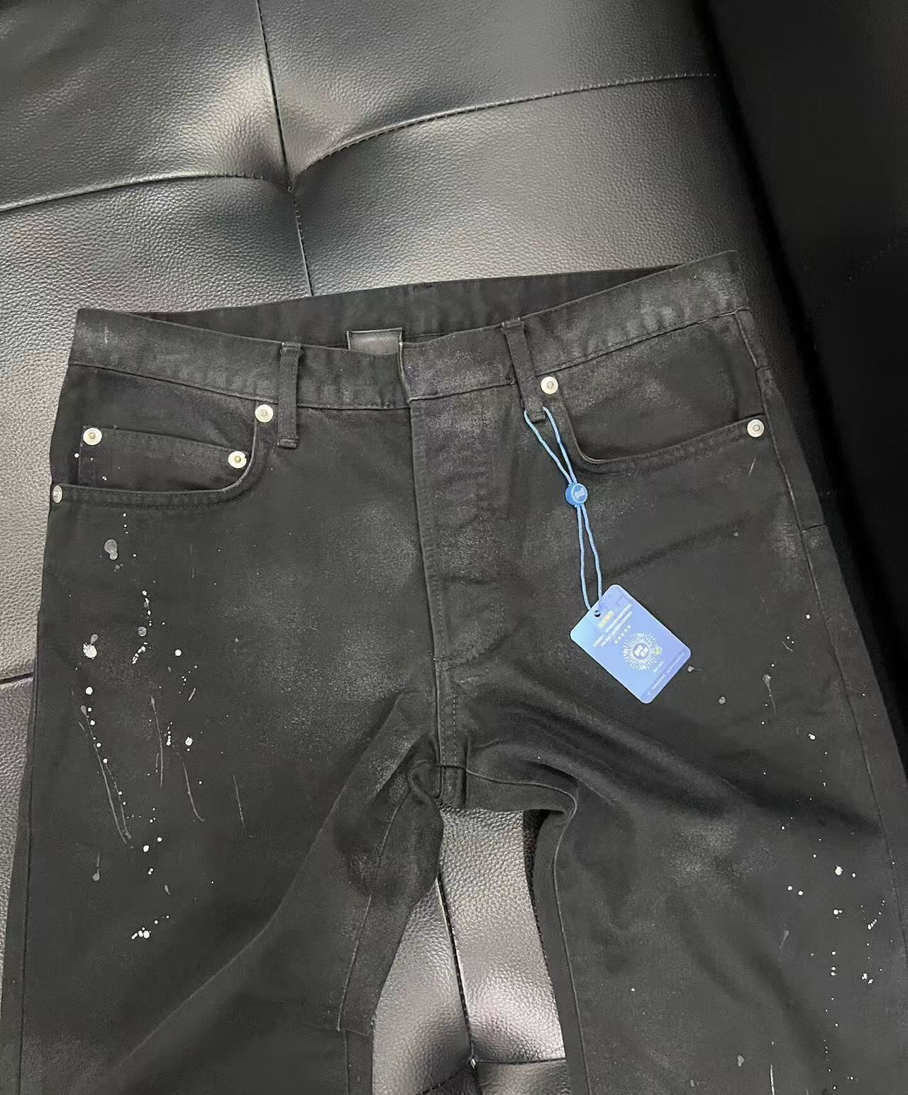 Dior Homme by Kris Van Assche Waxed Paint Splatter Denim Jeans