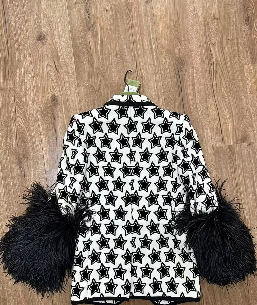 Gucci Printed Feather Trim Blazer