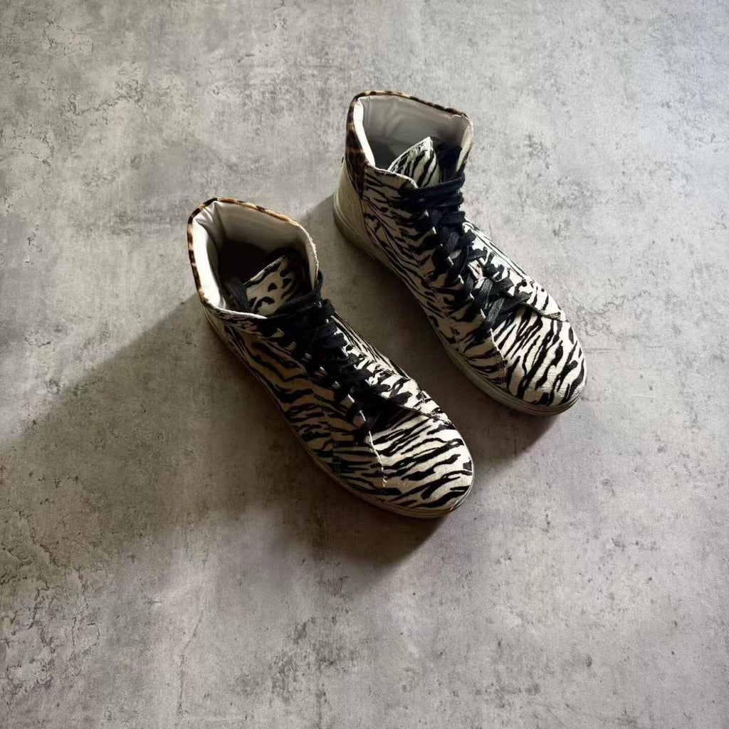 Saint Laurent Ponyhair Animal Print High Top Sneakers