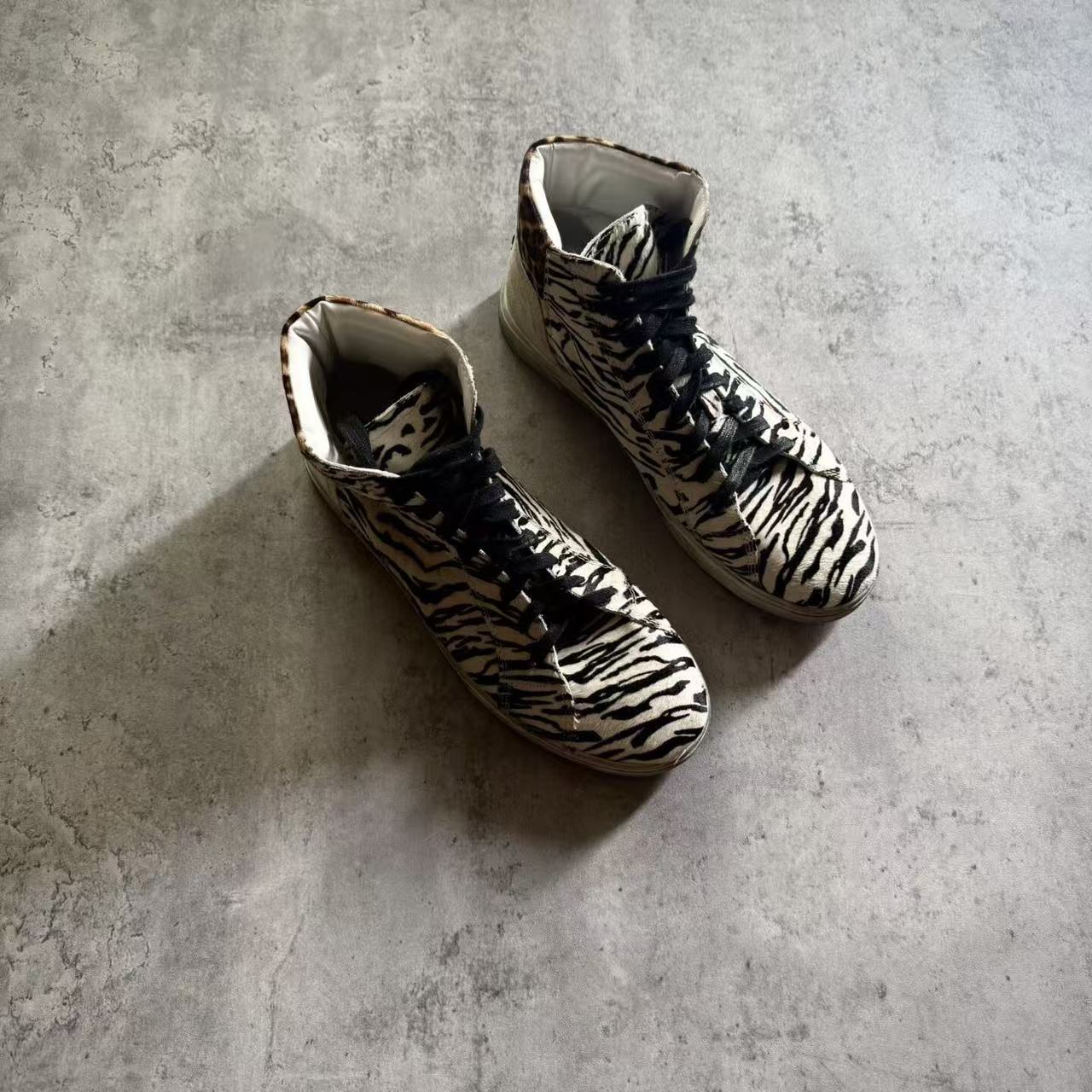 Saint Laurent Ponyhair Animal Print High Top Sneakers