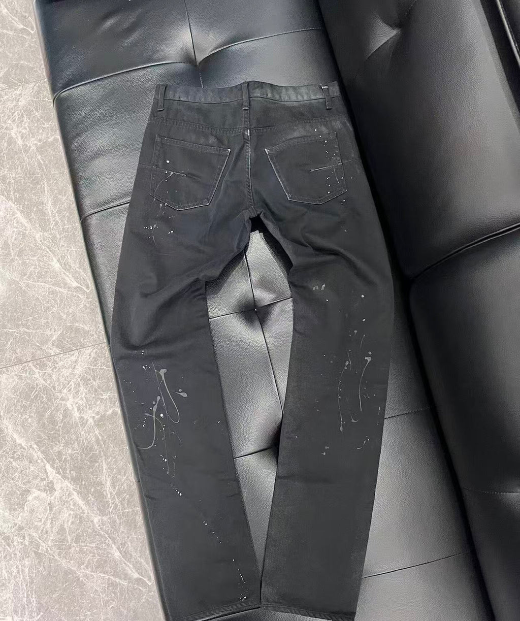 Dior Homme by Kris Van Assche Waxed Paint Splatter Denim Jeans