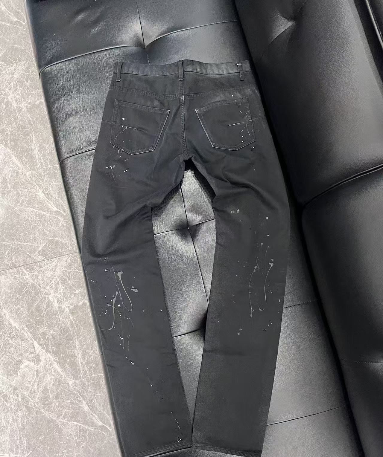 Dior Homme by Kris Van Assche Waxed Paint Splatter Denim Jeans