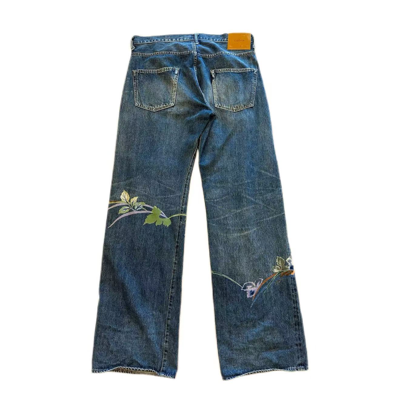 Yohji Yamamoto 02AW Hand Painted Floral Denim