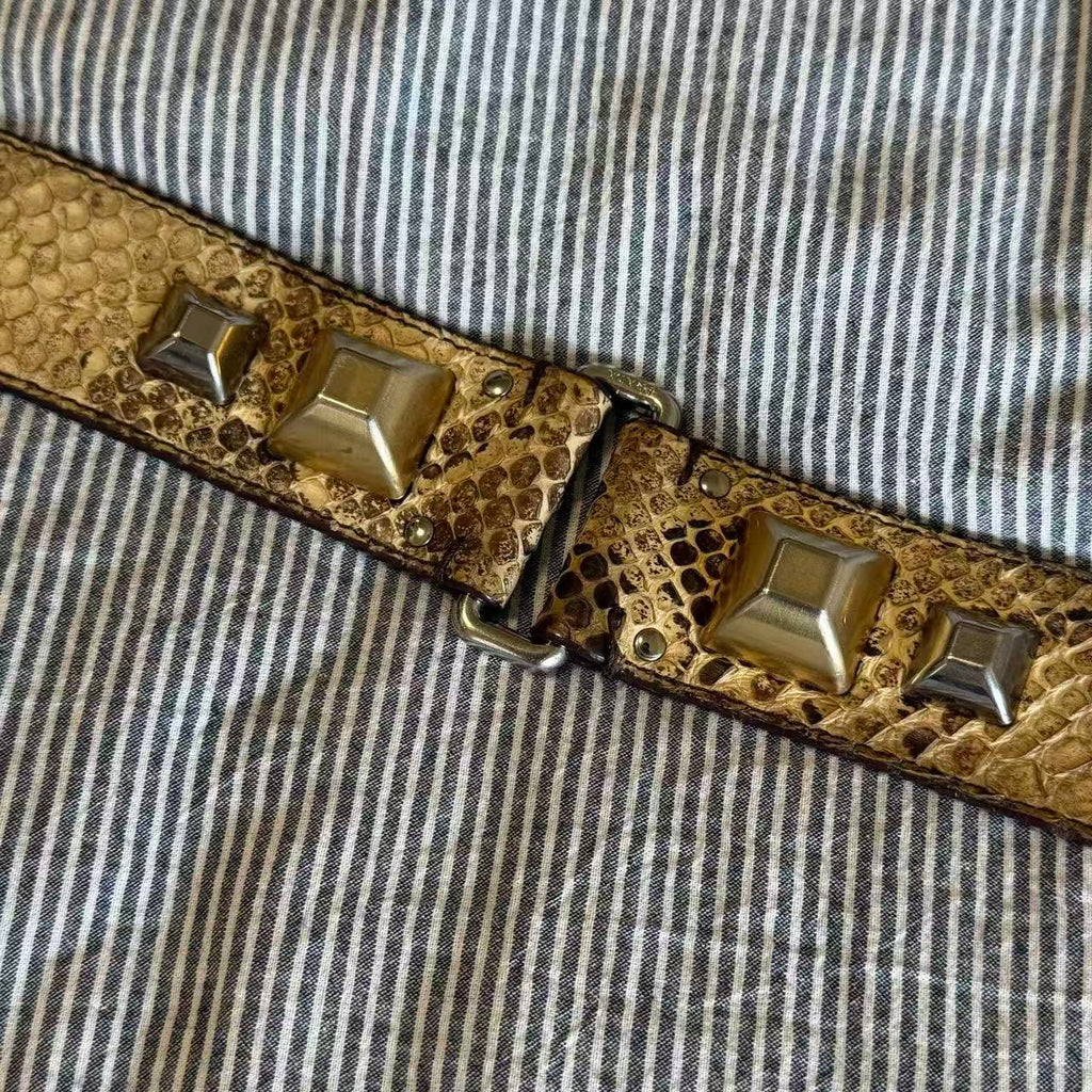 Prada Snakeskin Studded Belt
