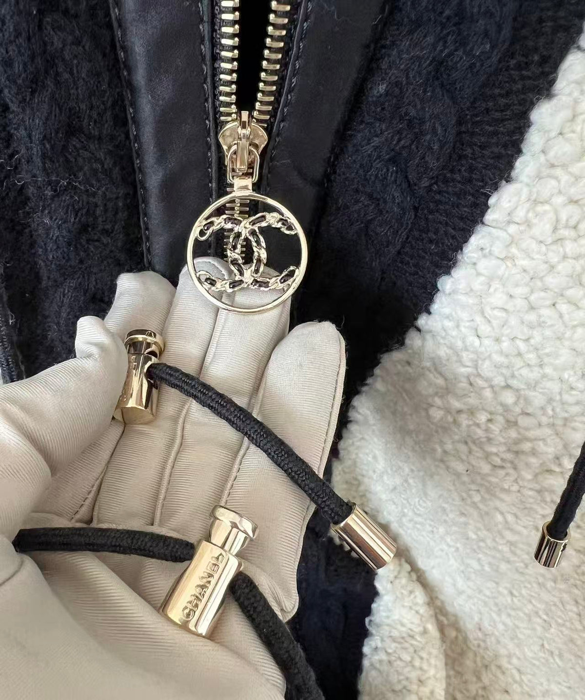 Chanel Wool Paneled Hooded Jacket