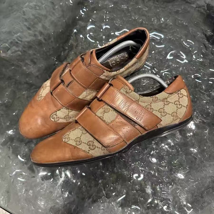 Gucci GG Canvas Leather Monk Straps