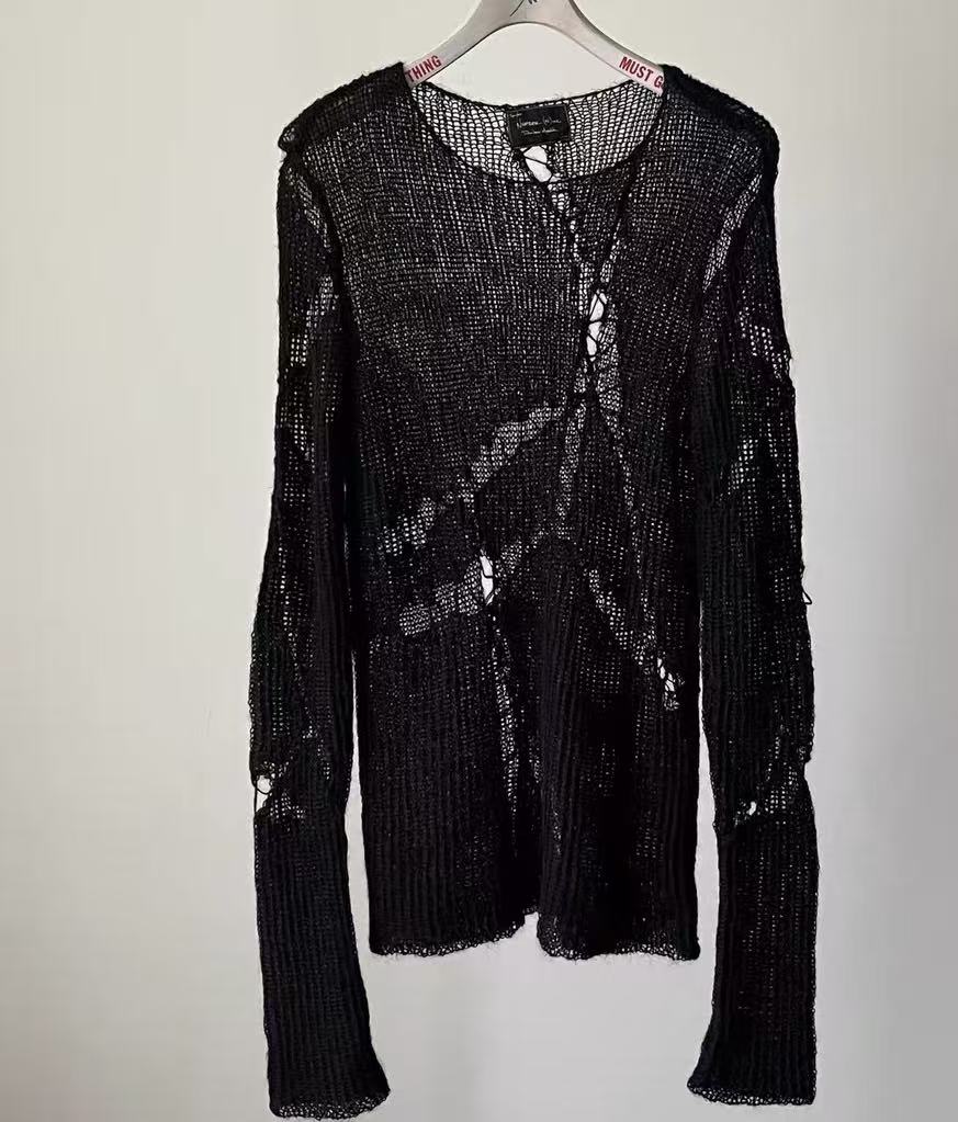 Number (N)ine 04SS Dream Baby Dream Destroyed Mesh Knit Top