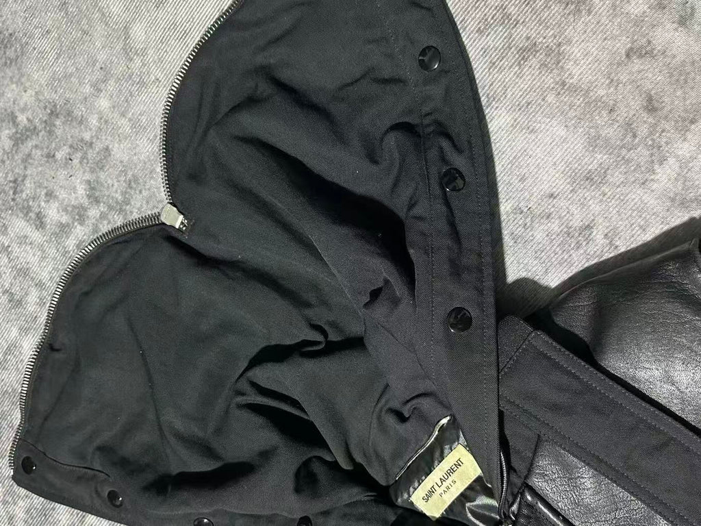 Saint Laurent 13AW Black Leather Puffer Jacket