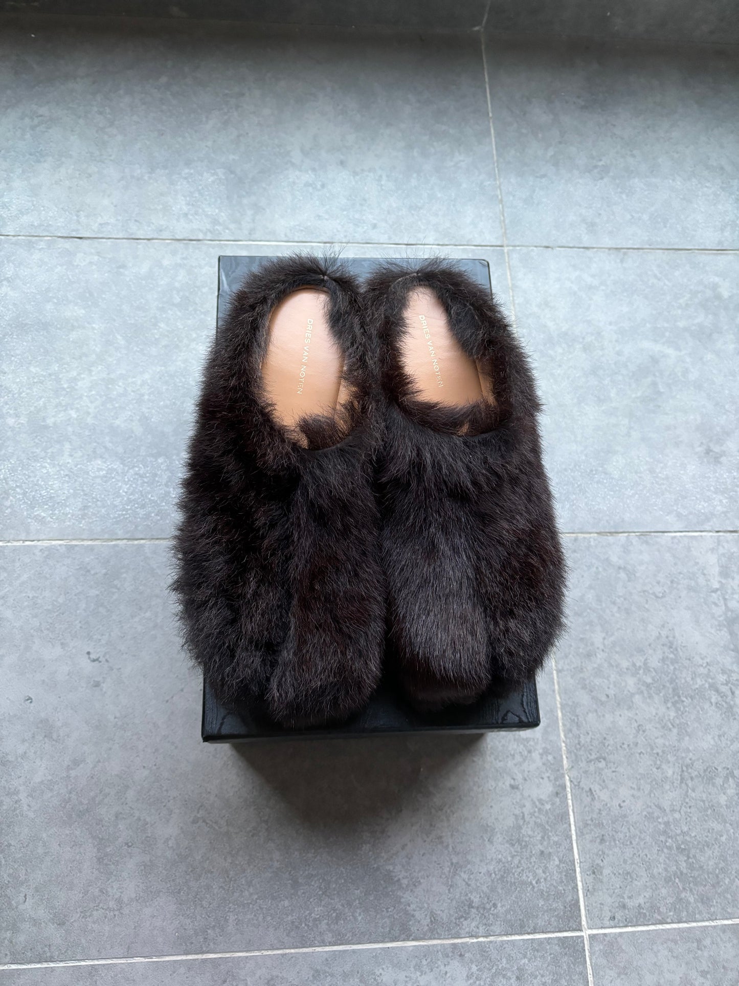 Dries van noten fur platform mule