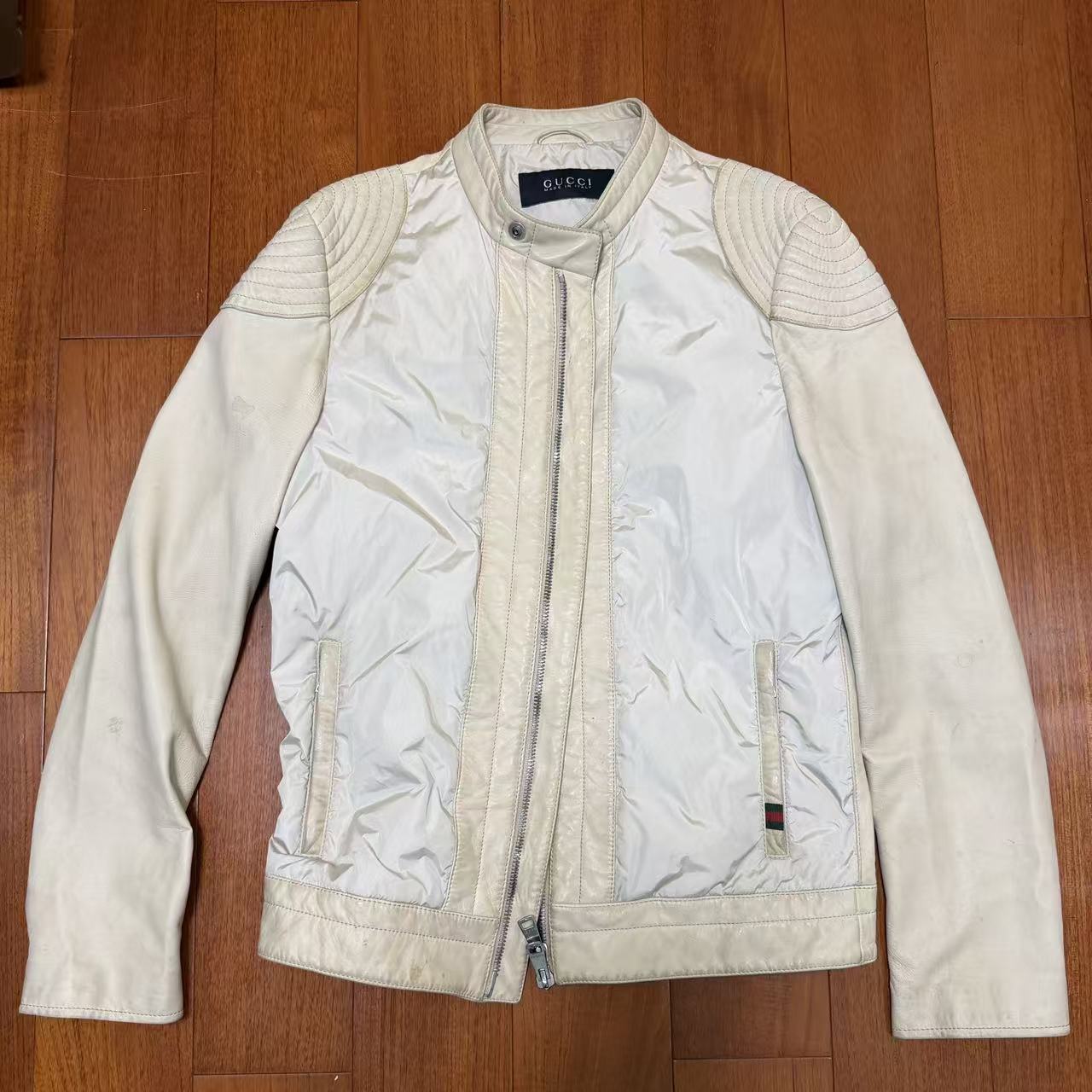 Gucci By Tom Ford White Leather Biker Jacket