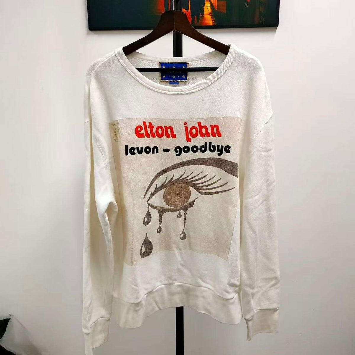 Gucci 19SS Elton John Levon‑Goodbye Eye Print Sweatshirt
