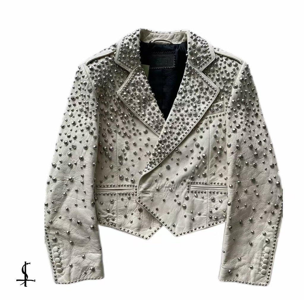 Gucci 2022 Studded Lambskin Leather Jacket