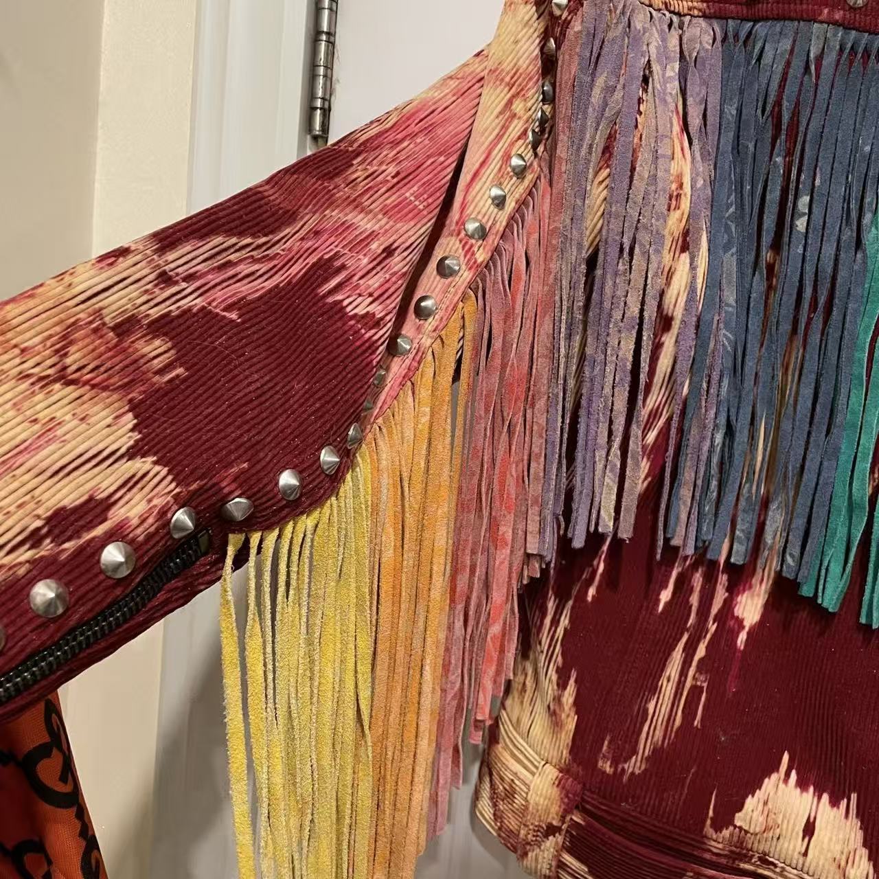 Gucci 17AW Blind For Love Bleached Tie-Dye Studded Biker Jacket