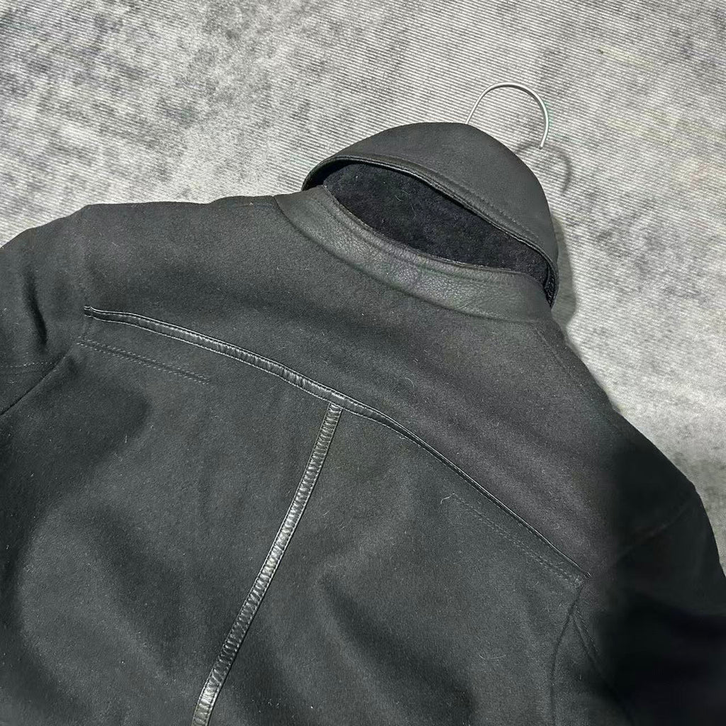 Dior Homme Dark Wool Leather Bomber Jacket