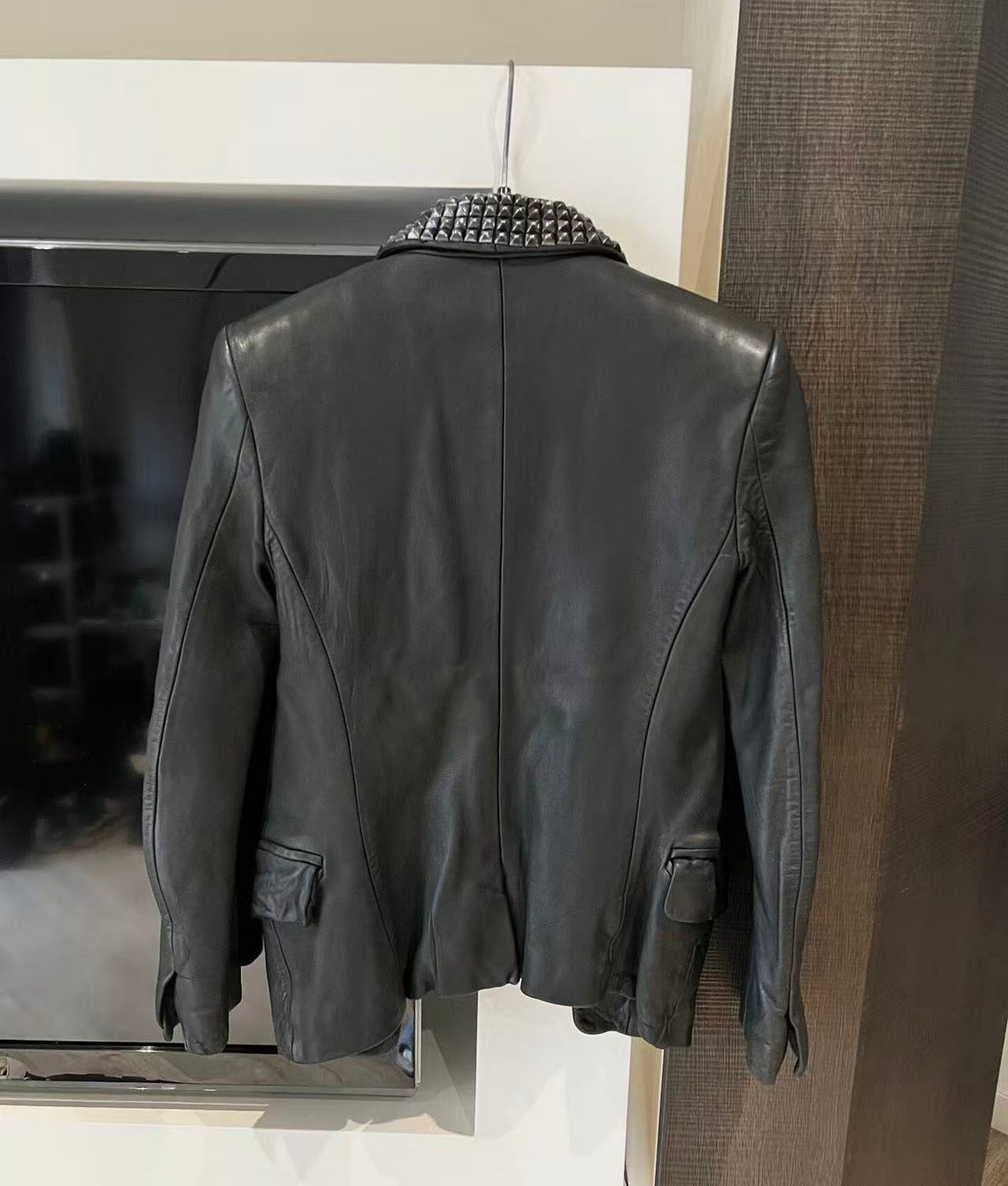 Balmain 09SS By Christophe Decarnin Studded Leather Shawl Collar Blazer