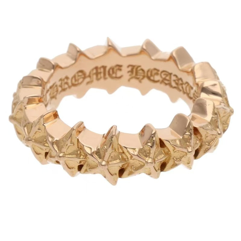 Chrome Hearts Gold And Diamond Star Band Ring