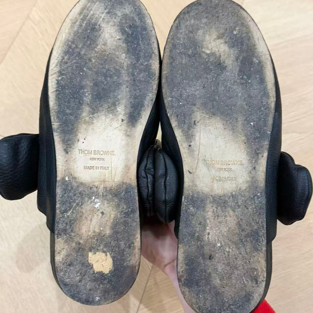 Thom Browne Black Leather Hector Dog Slippers