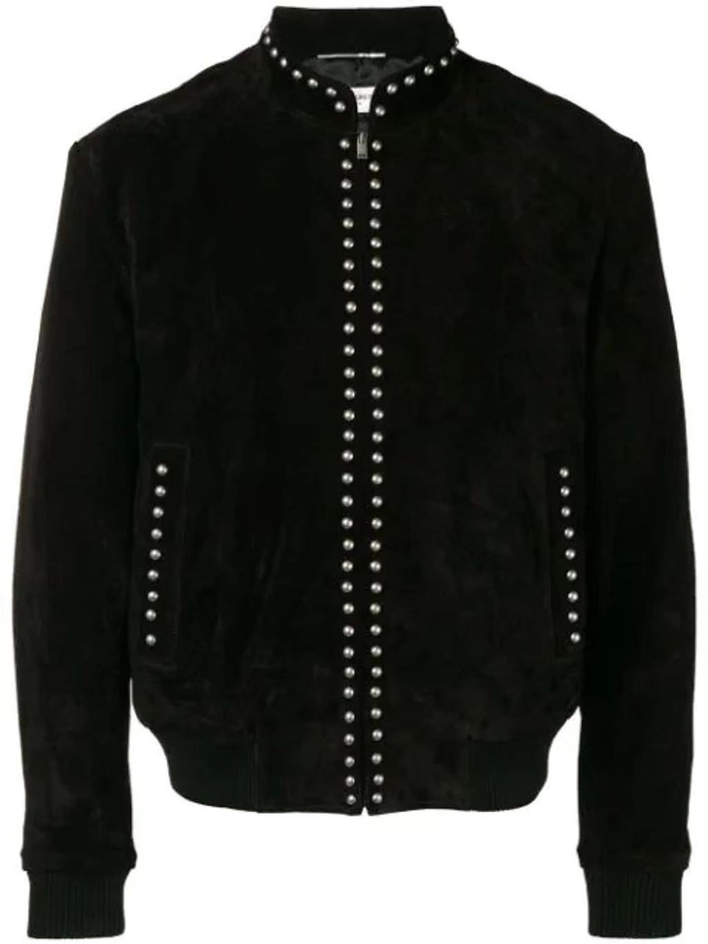 Saint Laurent Studded High Neck Bomber Jacket