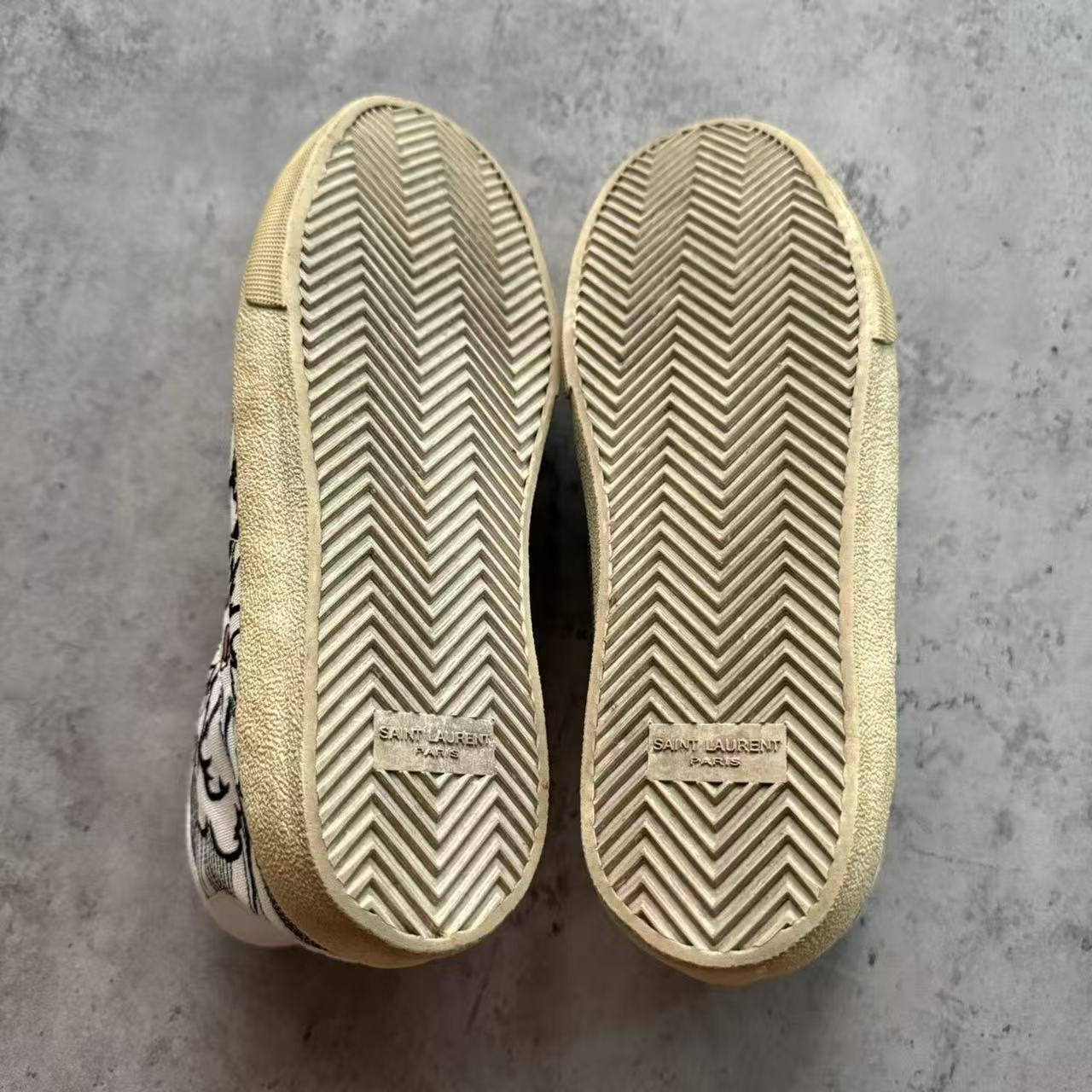 Saint Laurent 16SS Signature Court Surf Bang Embroidered High Top Sneakers