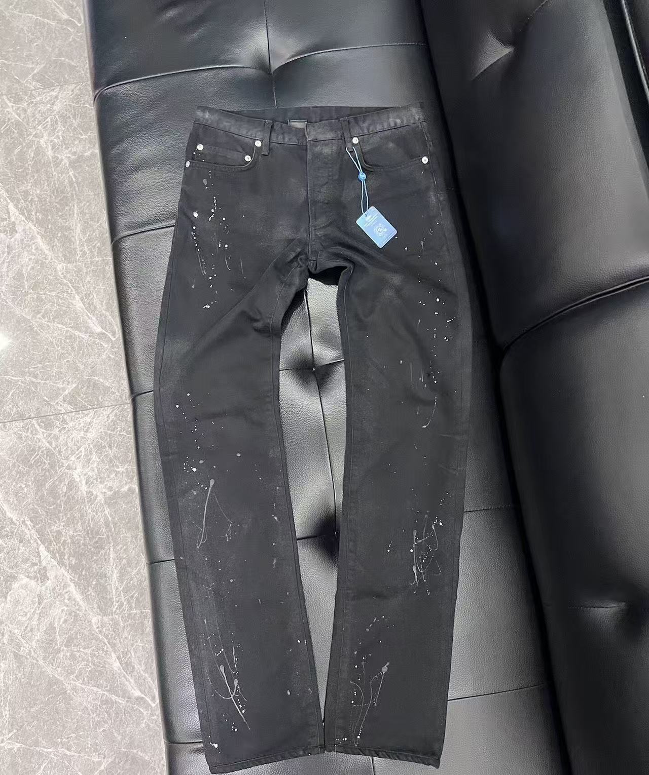 Dior Homme by Kris Van Assche Waxed Paint Splatter Denim Jeans