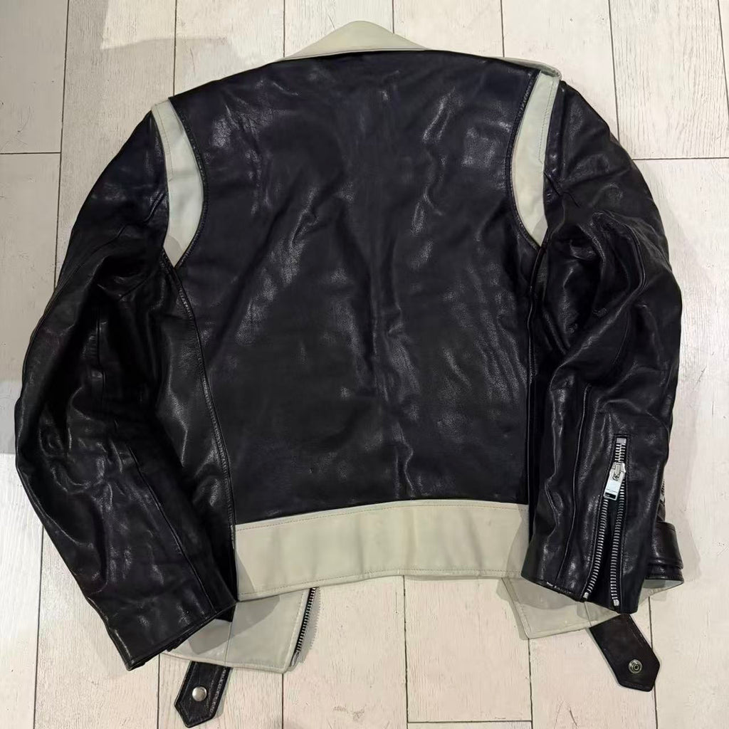 Saint Laurent 14FW Aged Black And White Leather Jacket