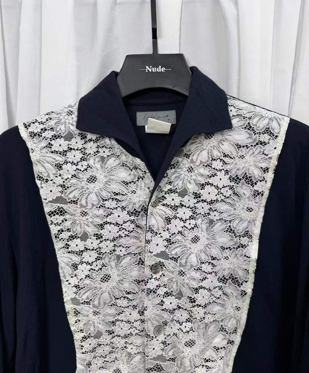 Yohji Yamamoto Homme  Crochet Lace Switching Shirt sample
