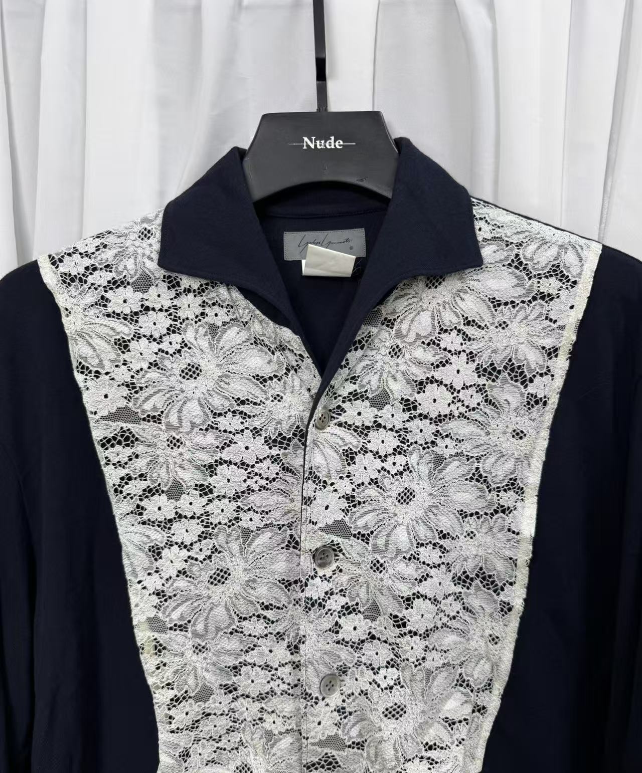 Yohji Yamamoto Homme  Crochet Lace Switching Shirt sample