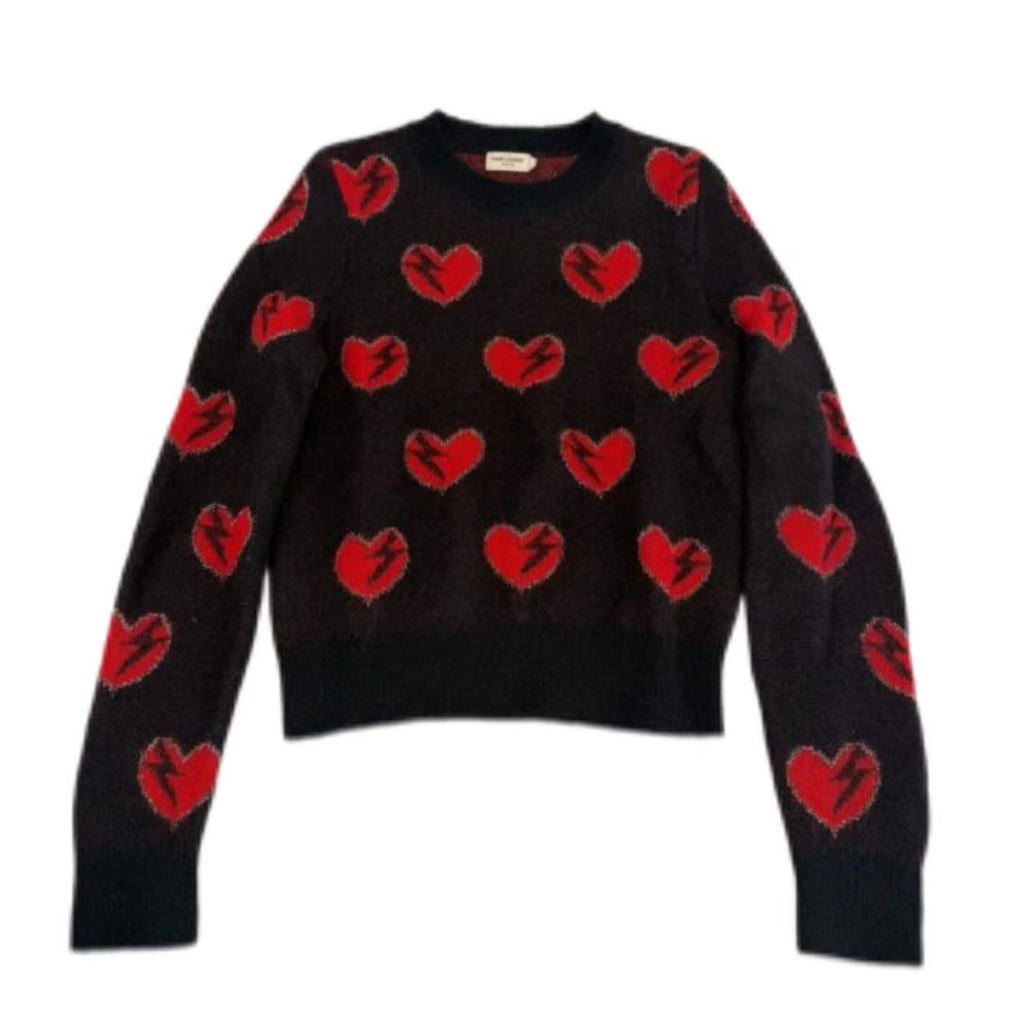 Saint Laurent 17AW Lightning Heart Mohair Sweater