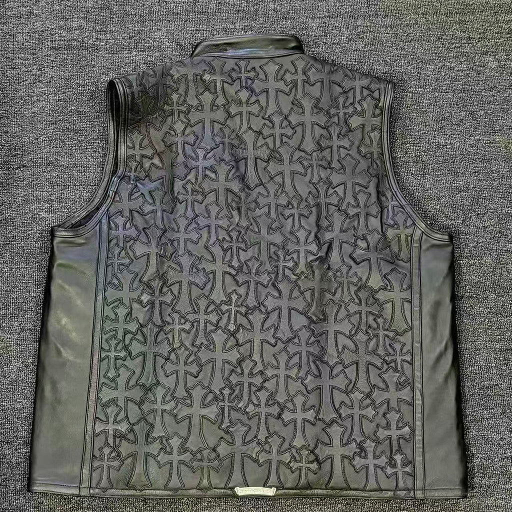 Chrome Hearts Leather Cross Patch Vest